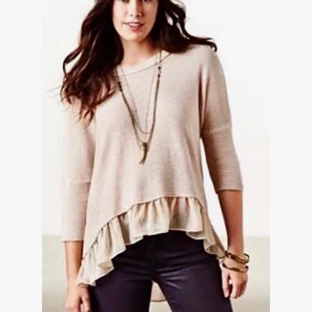 American Eagle Slouchy Cream Sweater with Chiffon bottom
